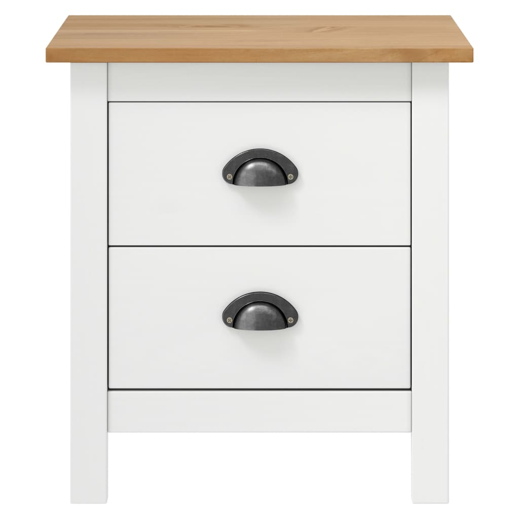Table de chevet Hill Blanc 46x35x49,5 cm Bois de pin solide - XIOS
