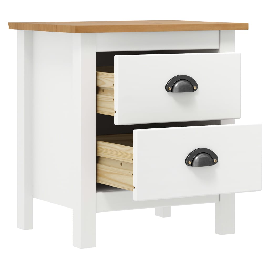 Table de chevet Hill Blanc 46x35x49,5 cm Bois de pin solide - XIOS