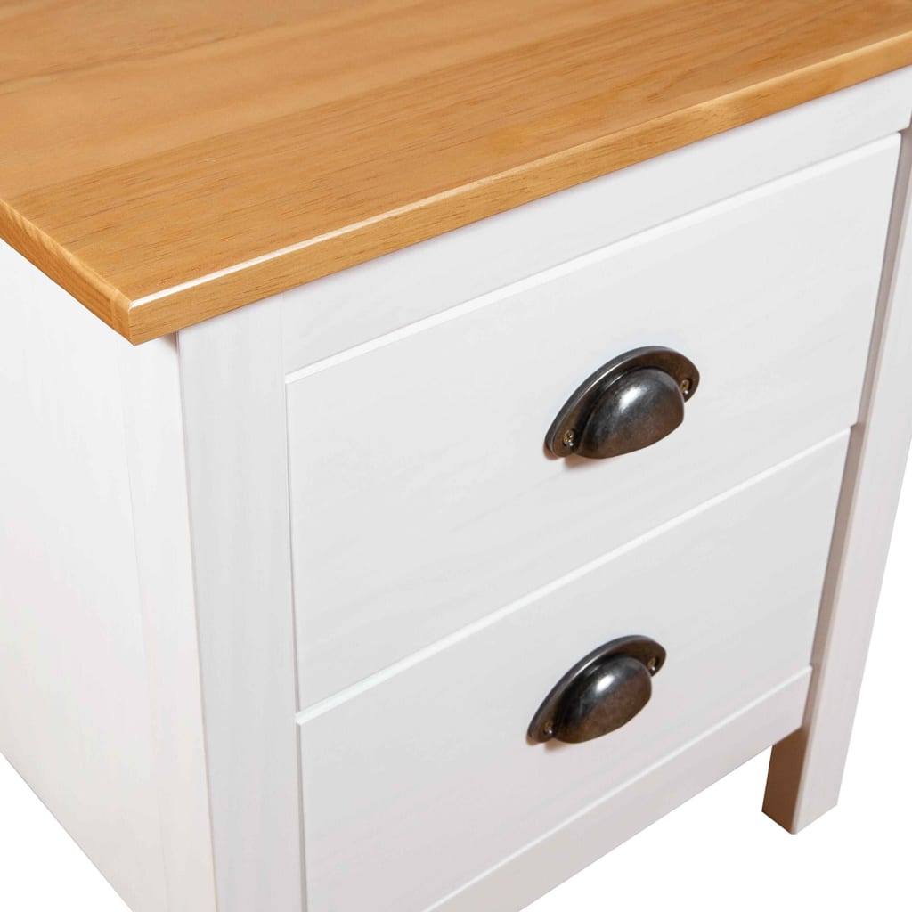 Table de chevet Hill Blanc 46x35x49,5 cm Bois de pin solide - XIOS