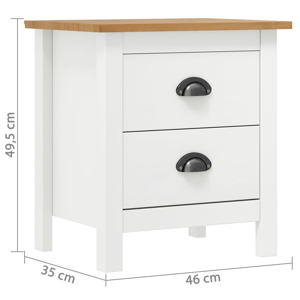 Table de chevet Hill Blanc 46x35x49,5 cm Bois de pin solide - XIOS