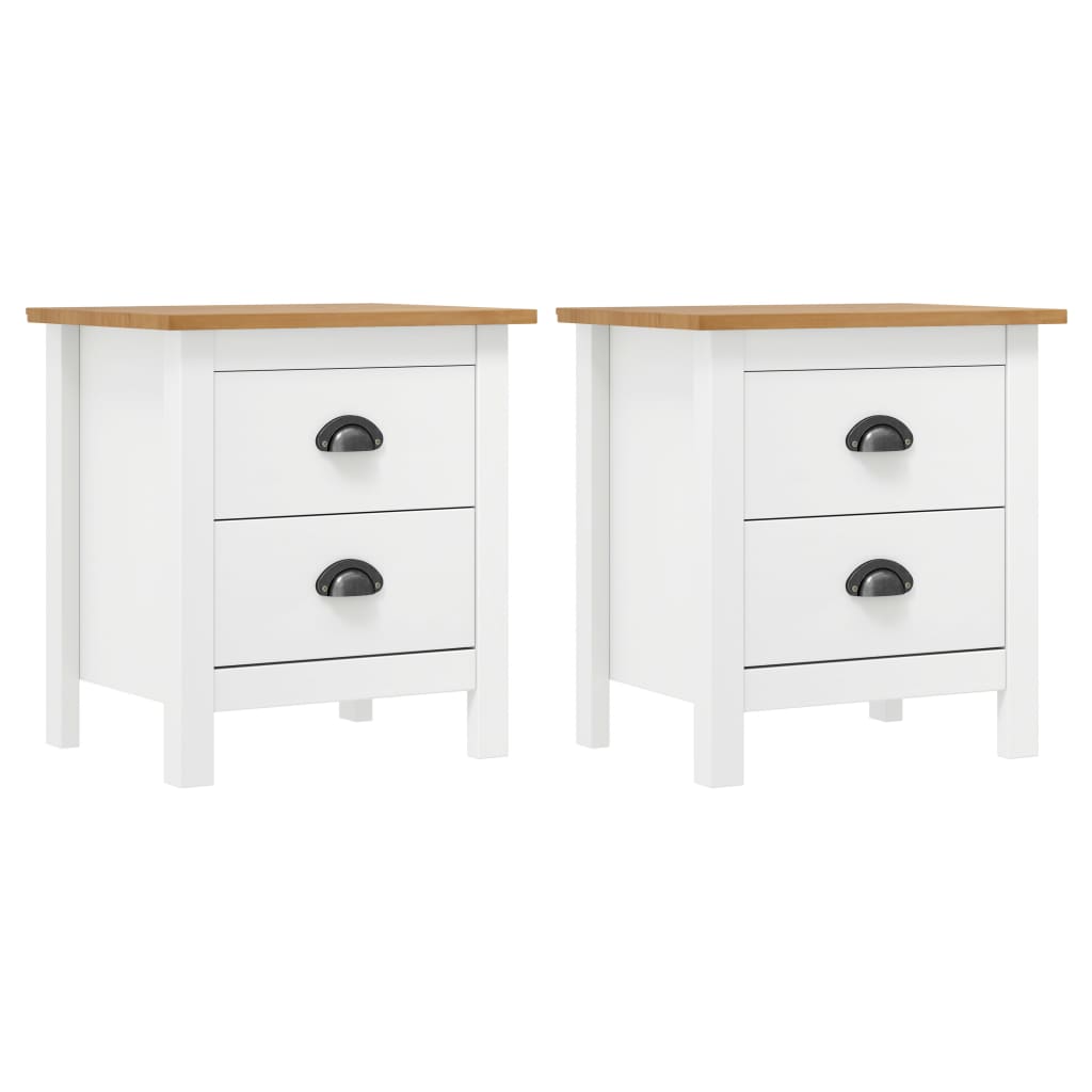 Tables de chevet Hill 2 pcs Blanc 46x35x49,5 cm Bois pin solide - XIOS