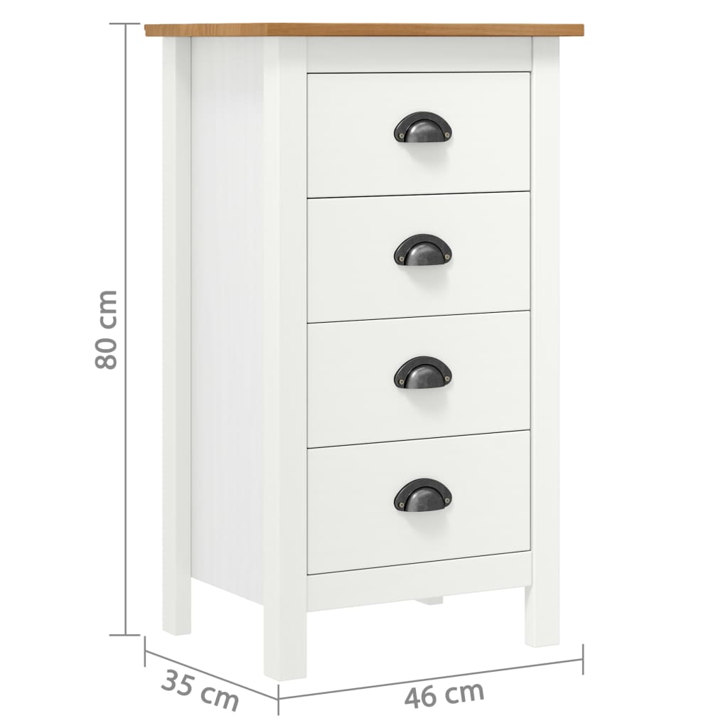 Buffet Hill Blanc 46x35x80 cm Bois de pin solide - XIOS