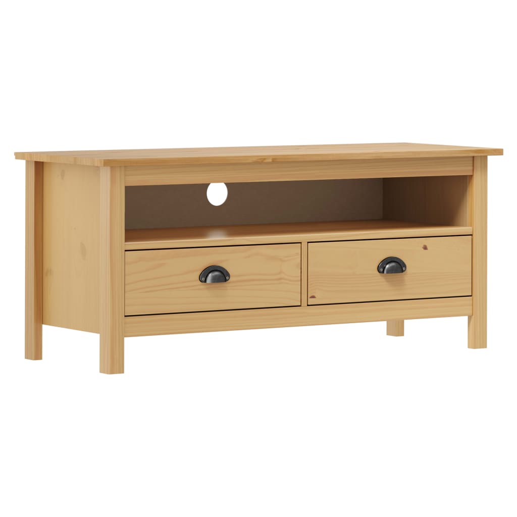 Meuble TV Hill Range Marron miel 110x40x47cm Bois de pin solide - XIOS