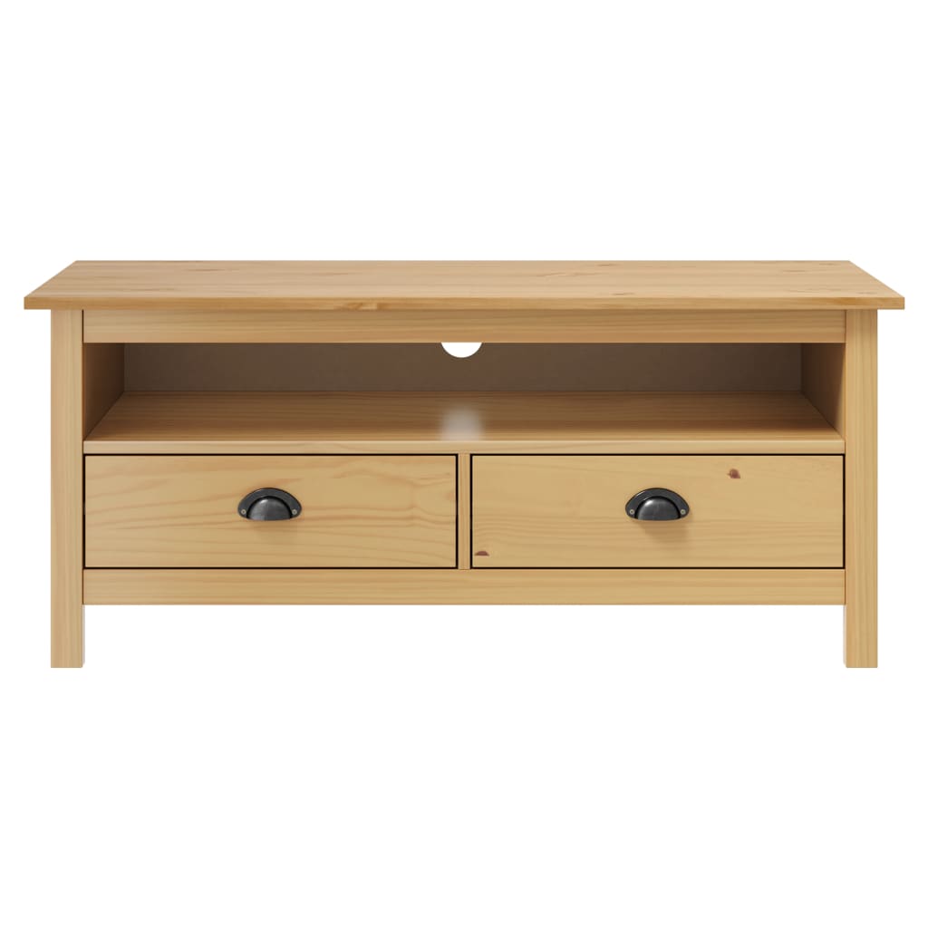 Meuble TV Hill Range Marron miel 110x40x47cm Bois de pin solide - XIOS