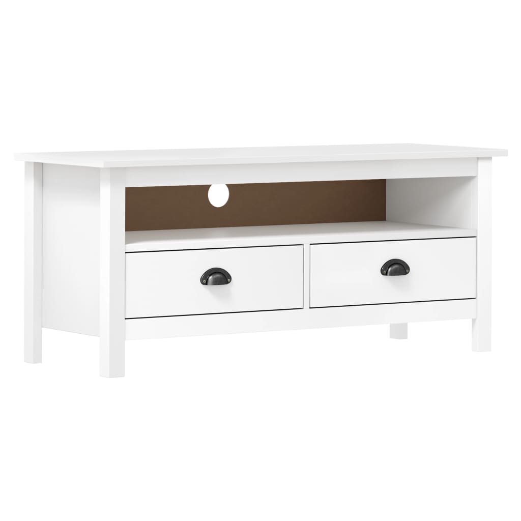 Meuble TV Hill Range Blanc 110x40x47 cm Bois de pin solide - XIOS
