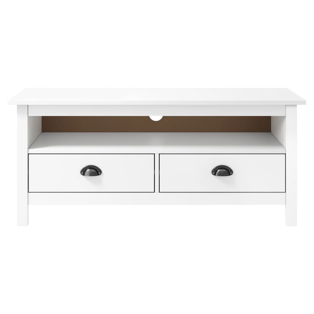 Meuble TV Hill Range Blanc 110x40x47 cm Bois de pin solide - XIOS