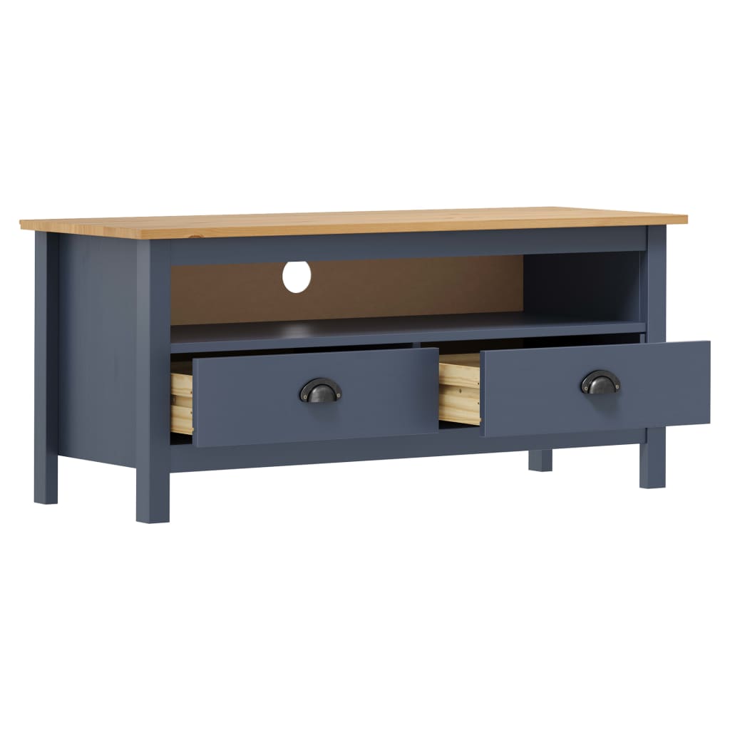Meuble TV Hill Range Gris 110x40x47 cm Bois de pin solide - XIOS