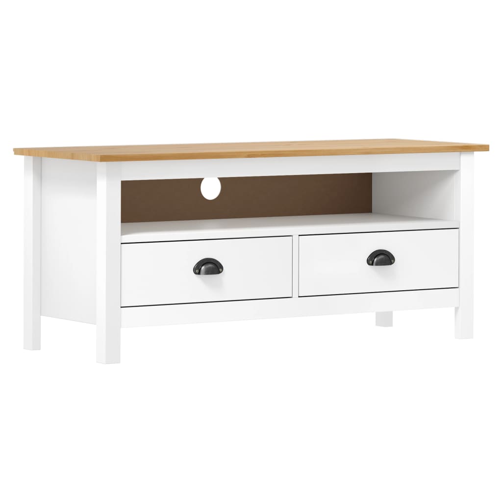 Meuble TV Hill Range Blanc 110x40x47 cm Bois de pin solide - XIOS