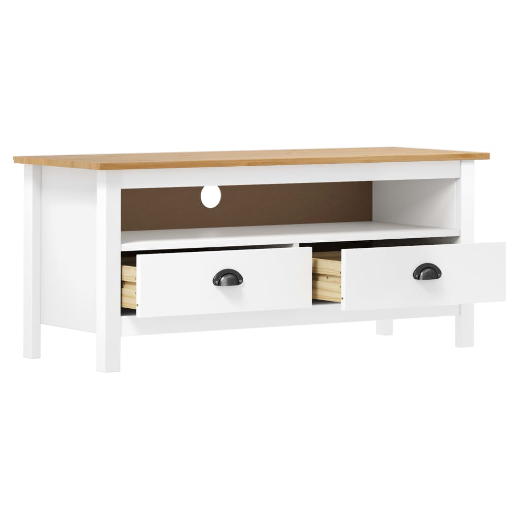 Meuble TV Hill Range Blanc 110x40x47 cm Bois de pin solide - XIOS