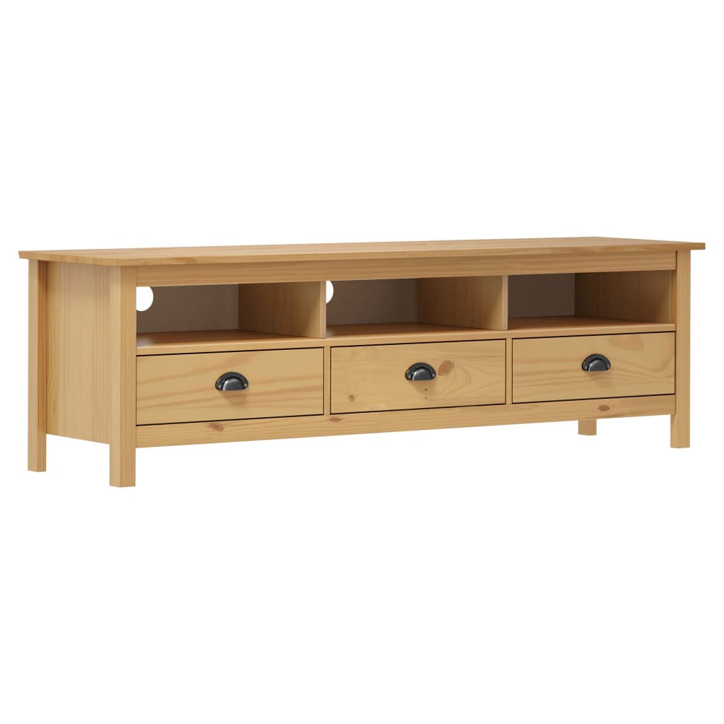 Meuble TV Hill Range Marron miel 158x40x47cm Bois de pin solide - XIOS
