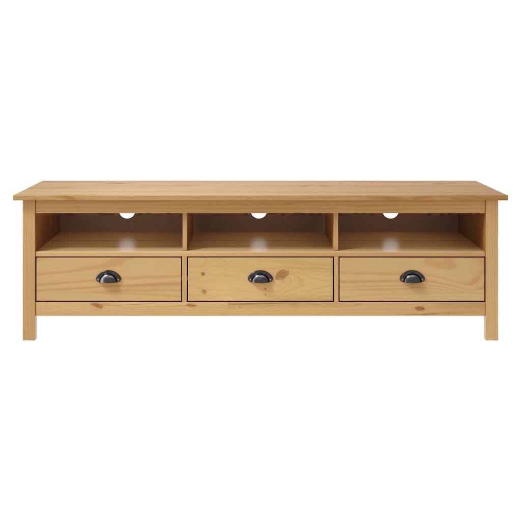 Meuble TV Hill Range Marron miel 158x40x47cm Bois de pin solide - XIOS