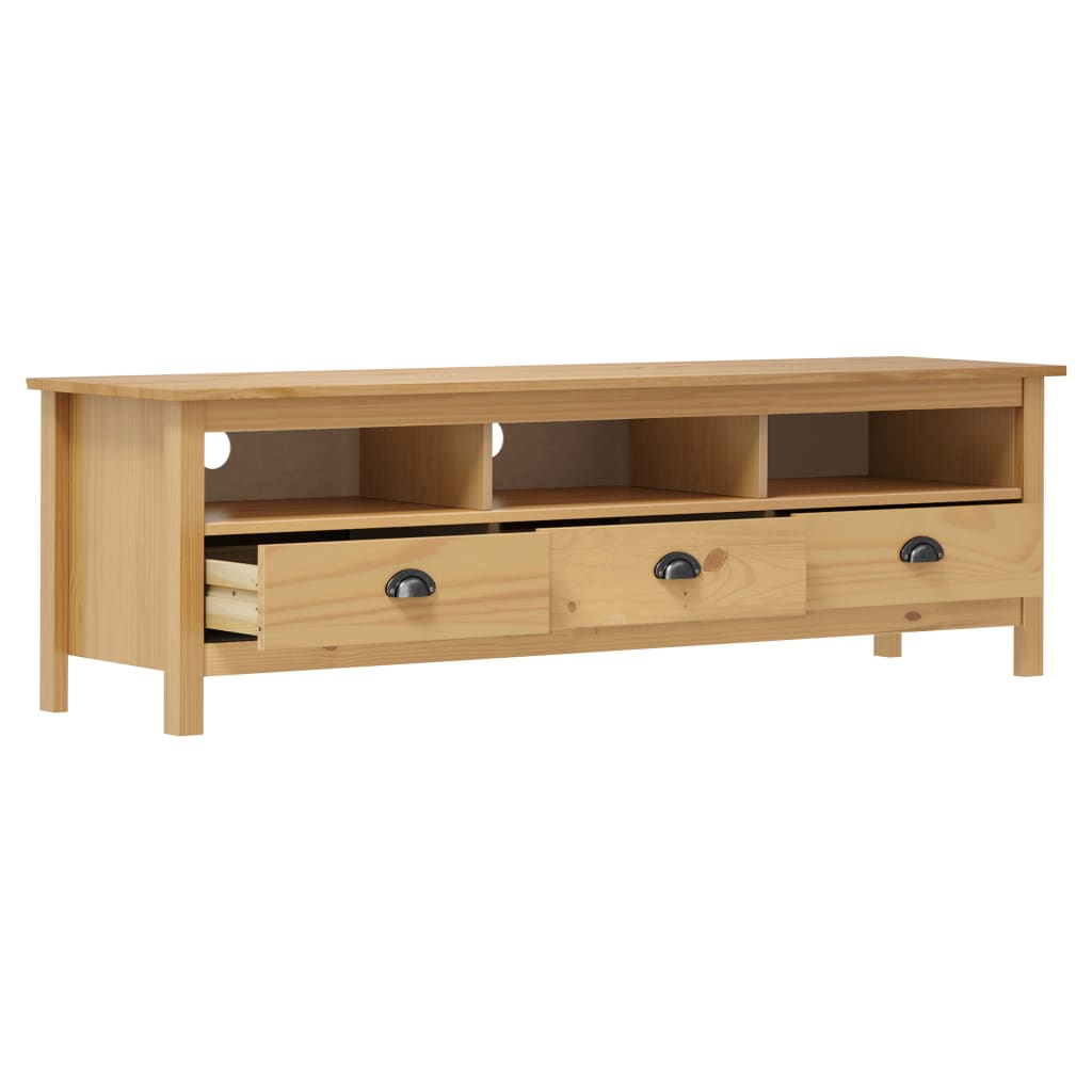 Meuble TV Hill Range Marron miel 158x40x47cm Bois de pin solide - XIOS
