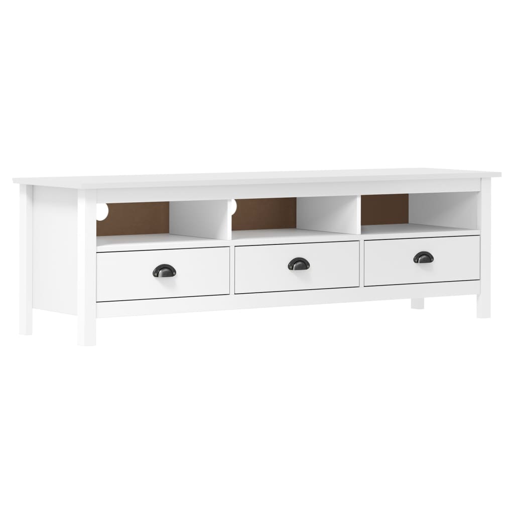 Meuble TV Hill Range Blanc 158x40x47 cm Bois de pin solide - XIOS