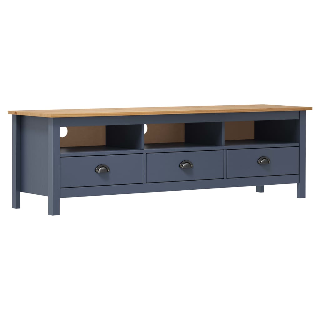 Meuble TV Hill Range Gris 158x40x47 cm Bois de pin solide - XIOS