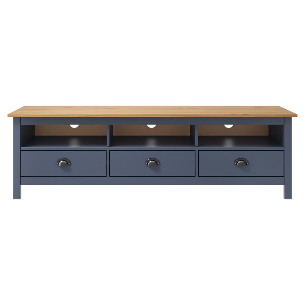 Meuble TV Hill Range Gris 158x40x47 cm Bois de pin solide - XIOS