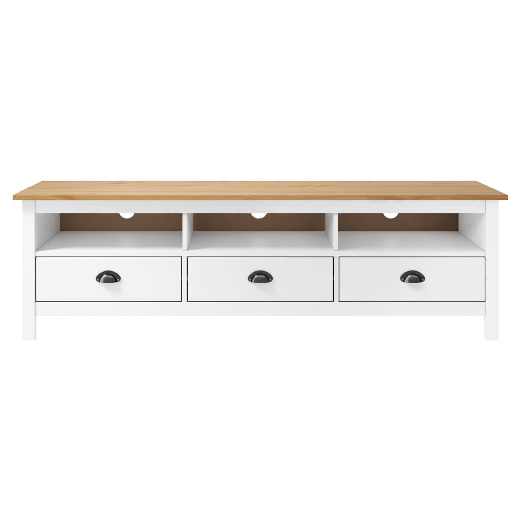 Meuble TV Hill Range Blanc 158x40x47 cm Bois de pin solide - XIOS