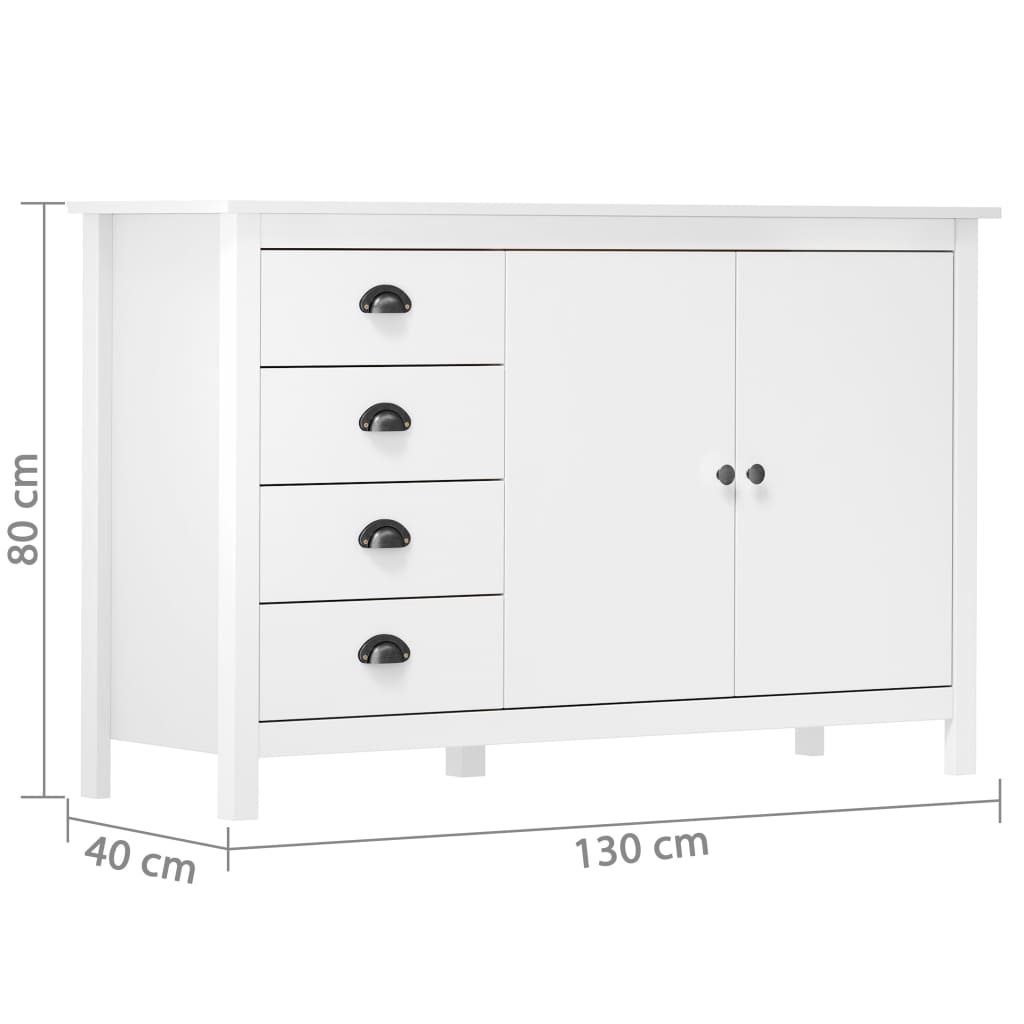 Buffet Hill Blanc 130x40x80 cm Bois de pin solide - XIOS