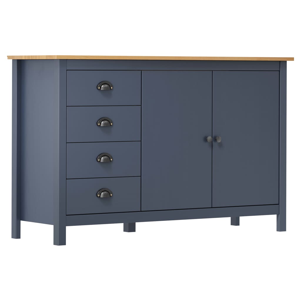 Buffet Hill Gris 130x40x80 cm Bois de pin solide - XIOS