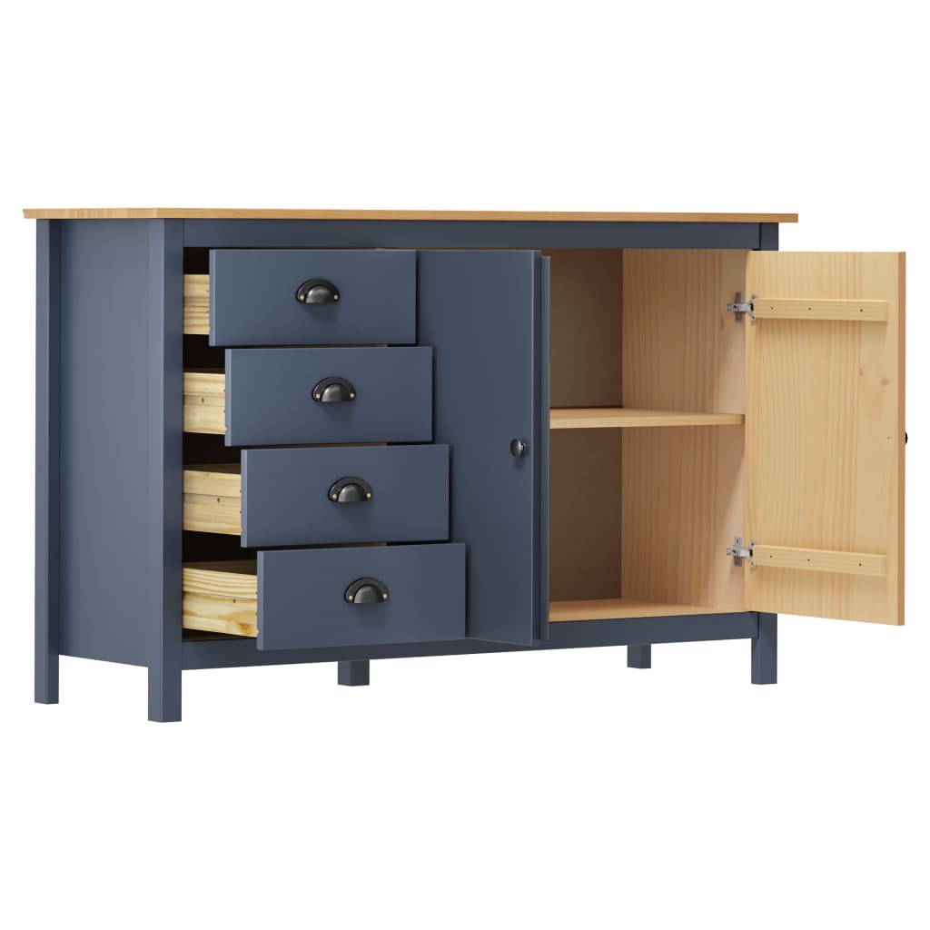 Buffet Hill Gris 130x40x80 cm Bois de pin solide - XIOS