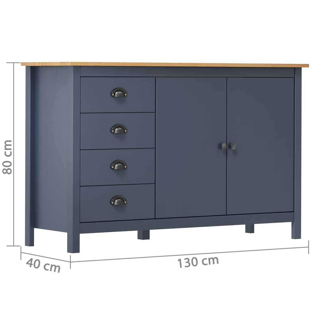 Buffet Hill Gris 130x40x80 cm Bois de pin solide - XIOS