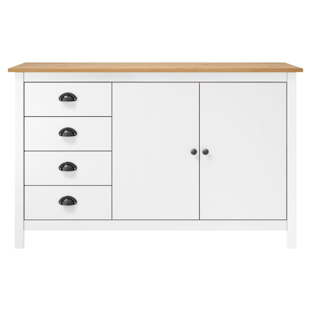 Buffet Hill Blanc 130x40x80 cm Bois de pin solide - XIOS
