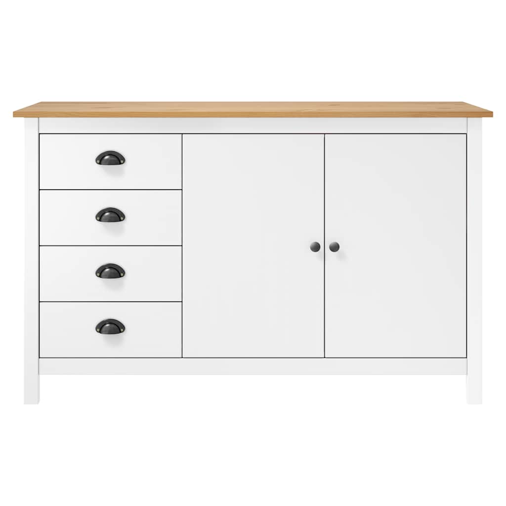 Buffet Hill Blanc 130x40x80 cm Bois de pin solide - XIOS
