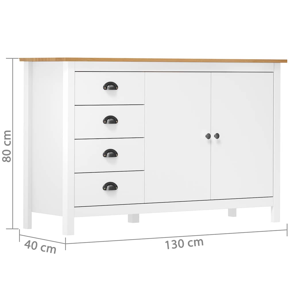 Buffet Hill Blanc 130x40x80 cm Bois de pin solide - XIOS