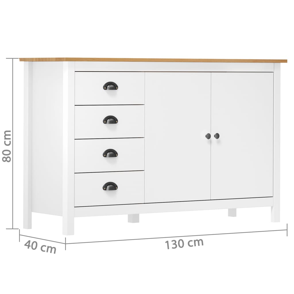 Buffet Hill Blanc 130x40x80 cm Bois de pin solide - XIOS