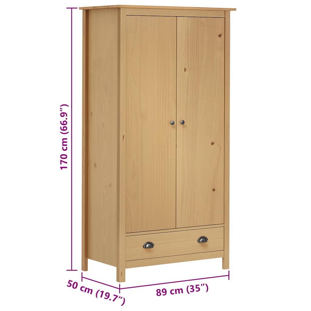 Garde-robe à 2 portes Hill 89x50x170 cm Bois de pin solide - XIOS