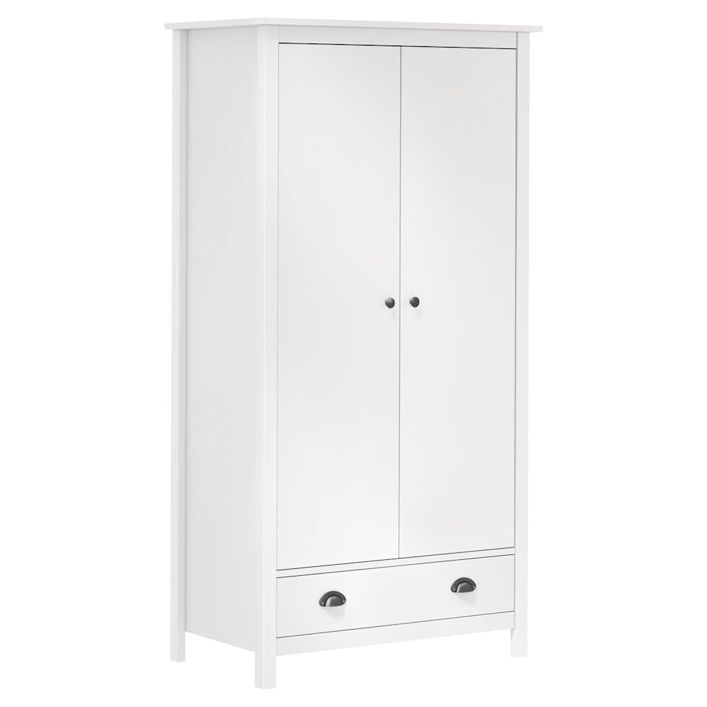 Garde-robe à 2 portes Hill Blanc 89x50x170cm Bois de pin solide - XIOS