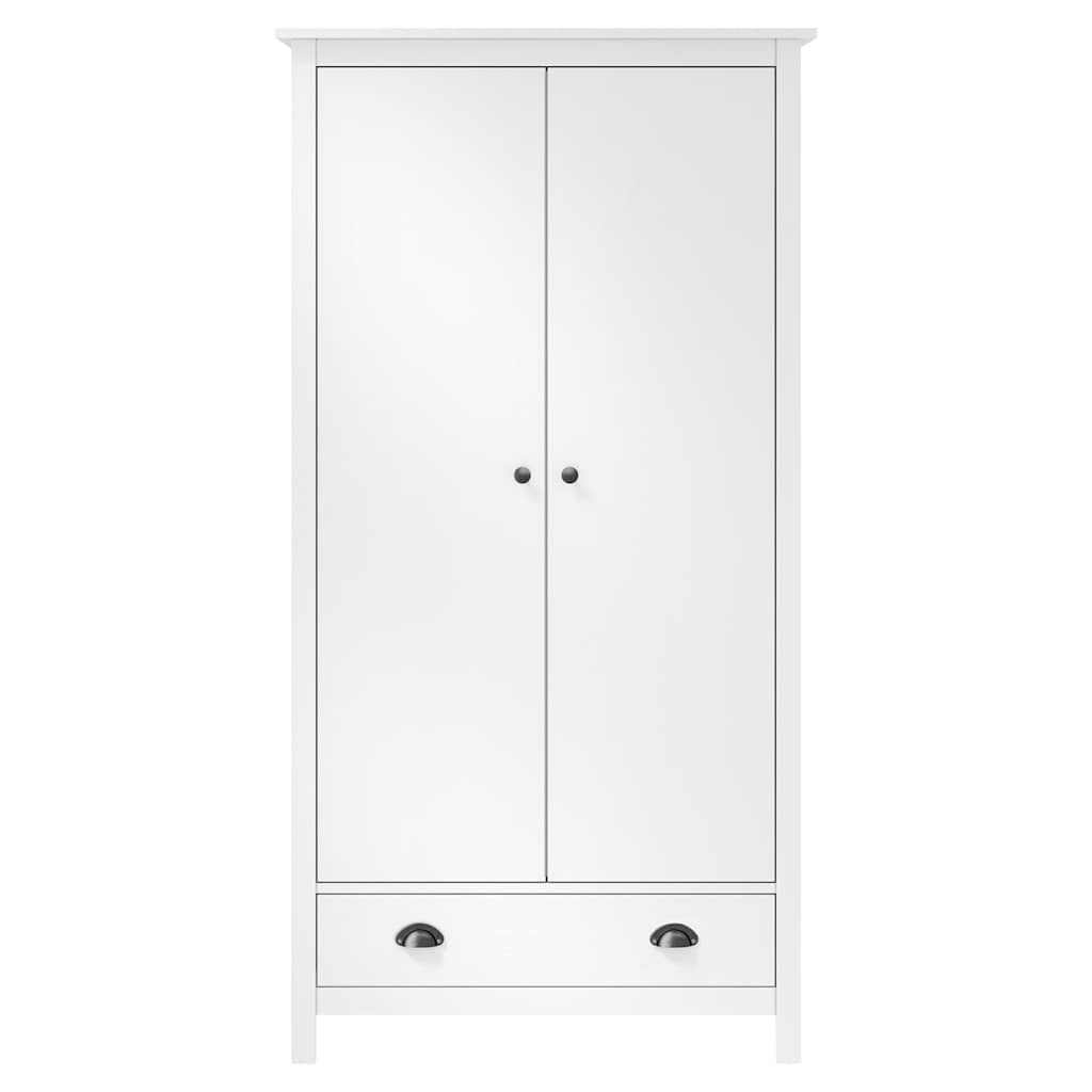 Garde-robe à 2 portes Hill Blanc 89x50x170cm Bois de pin solide - XIOS