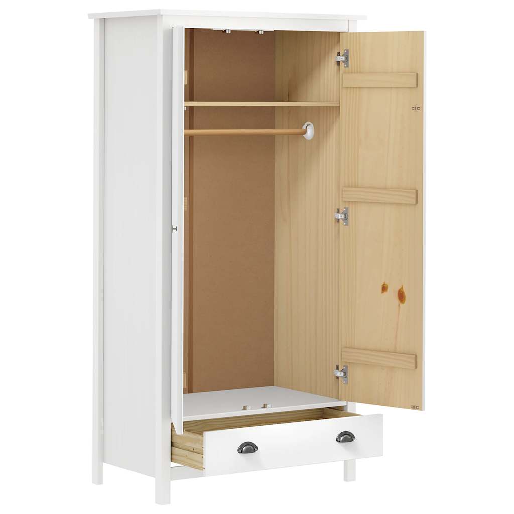 Garde-robe à 2 portes Hill Blanc 89x50x170cm Bois de pin solide - XIOS