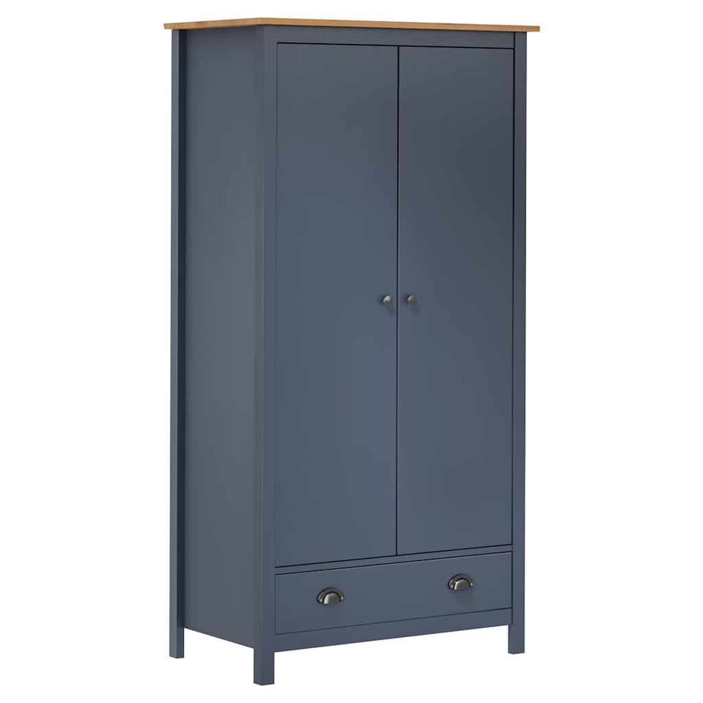 Garde-robe à 2 portes Hill Gris 89x50x170cm Bois de pin solide - XIOS