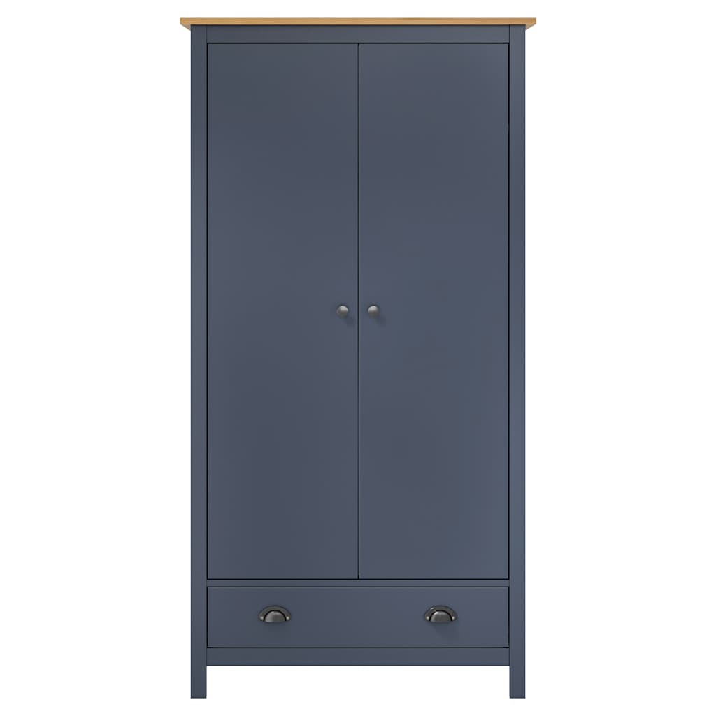 Garde-robe à 2 portes Hill Gris 89x50x170cm Bois de pin solide