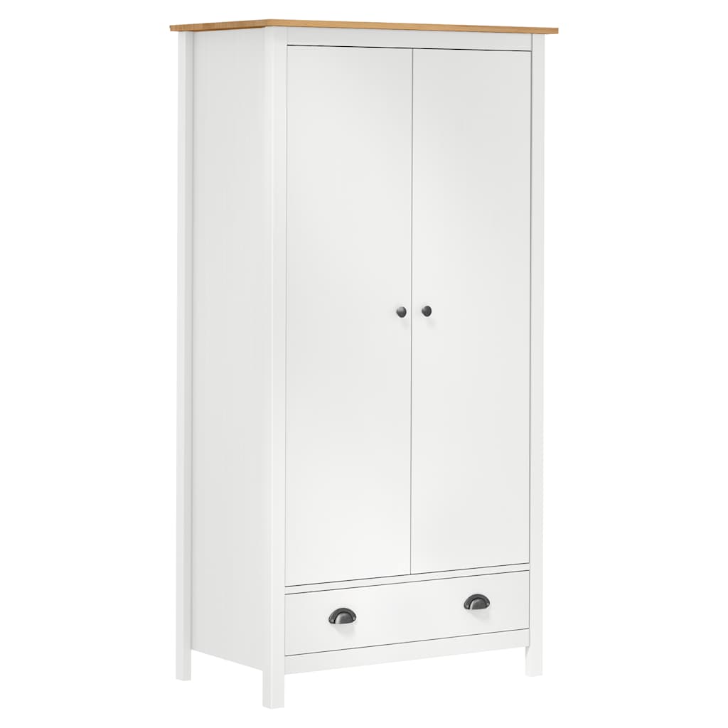 Garde-robe à 2 portes Hill Blanc 89x50x170cm Bois de pin solide - XIOS
