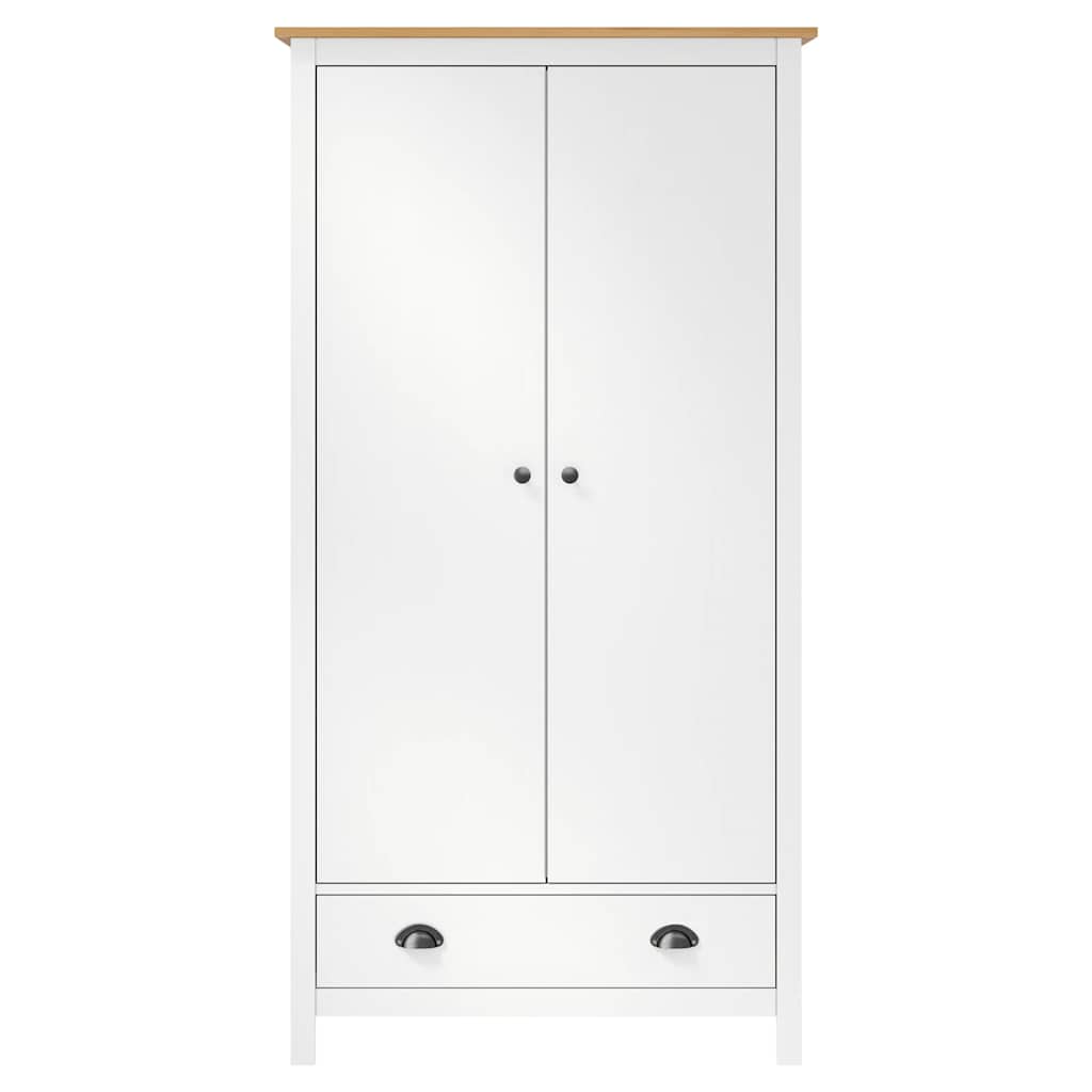 Garde-robe à 2 portes Hill Blanc 89x50x170cm Bois de pin solide - XIOS