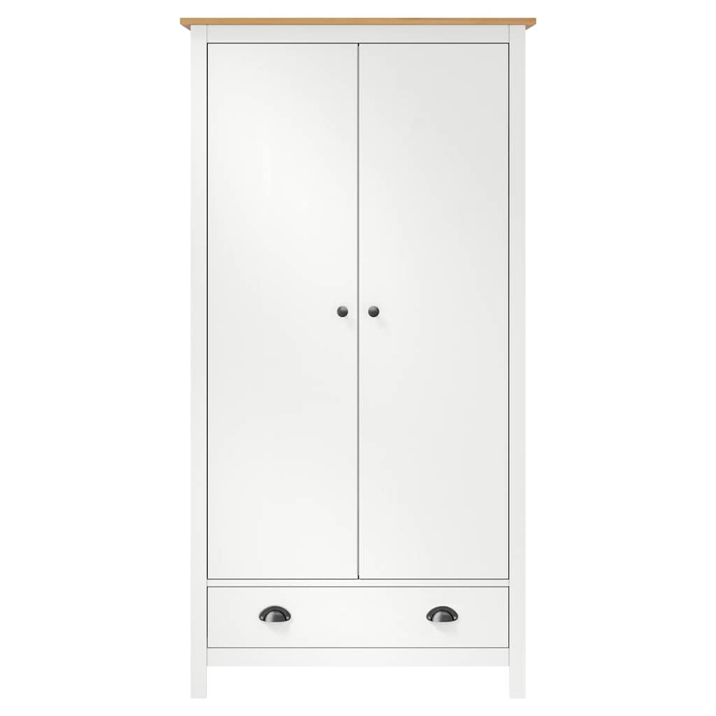 Garde-robe à 2 portes Hill Blanc 89x50x170cm Bois de pin solide