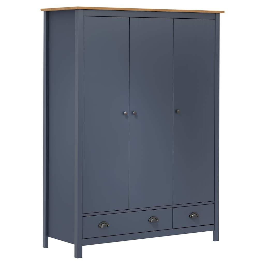 Garde-robe à 3 portes Hill Gris 127x50x170 cm Pin solide - XIOS