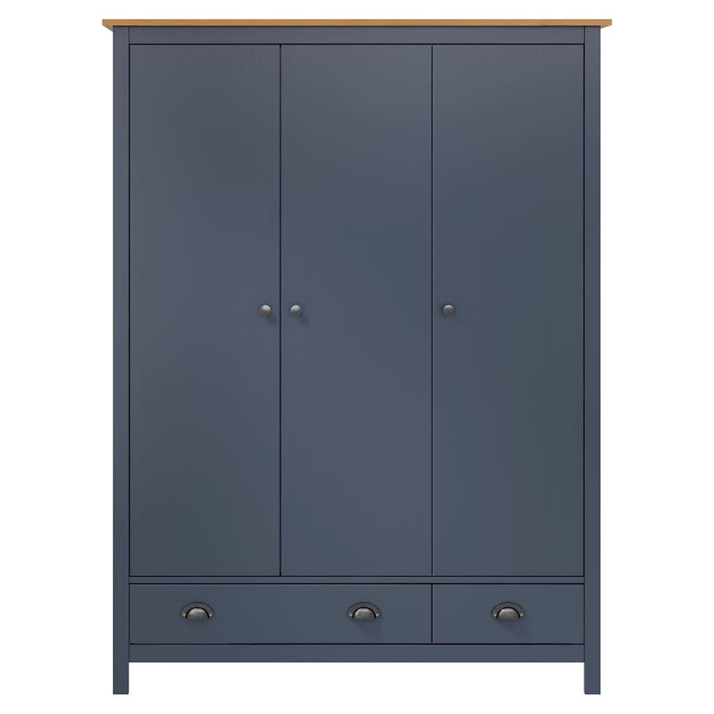 Garde-robe à 3 portes Hill Gris 127x50x170 cm Pin solide - XIOS