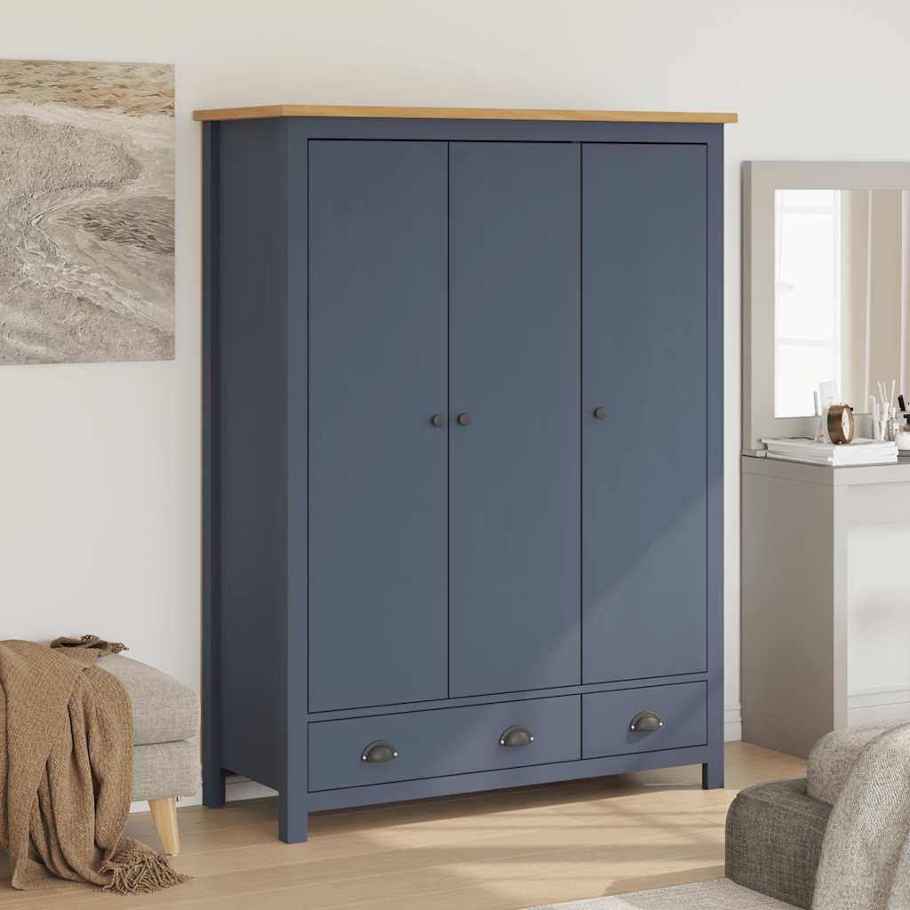 Garde-robe à 3 portes Hill Gris 127x50x170 cm Pin solide - XIOS
