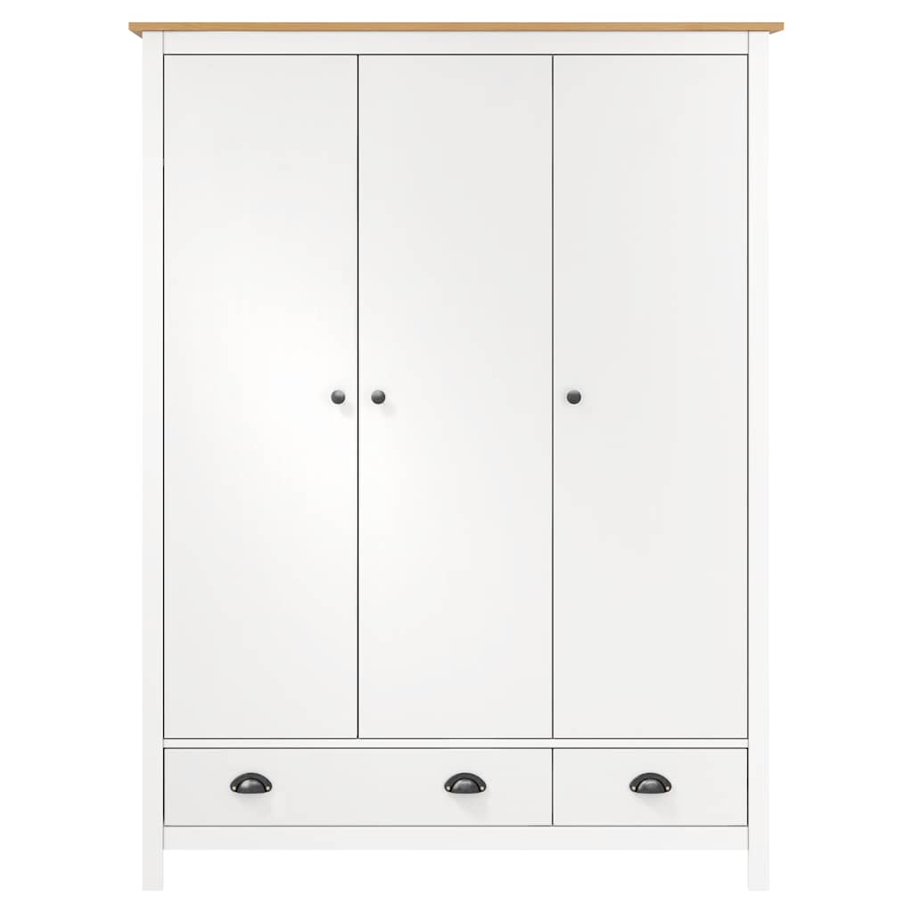 Garde-robe à 3 portes Hill Blanc 127x50x170 cm Bois pin solide - XIOS