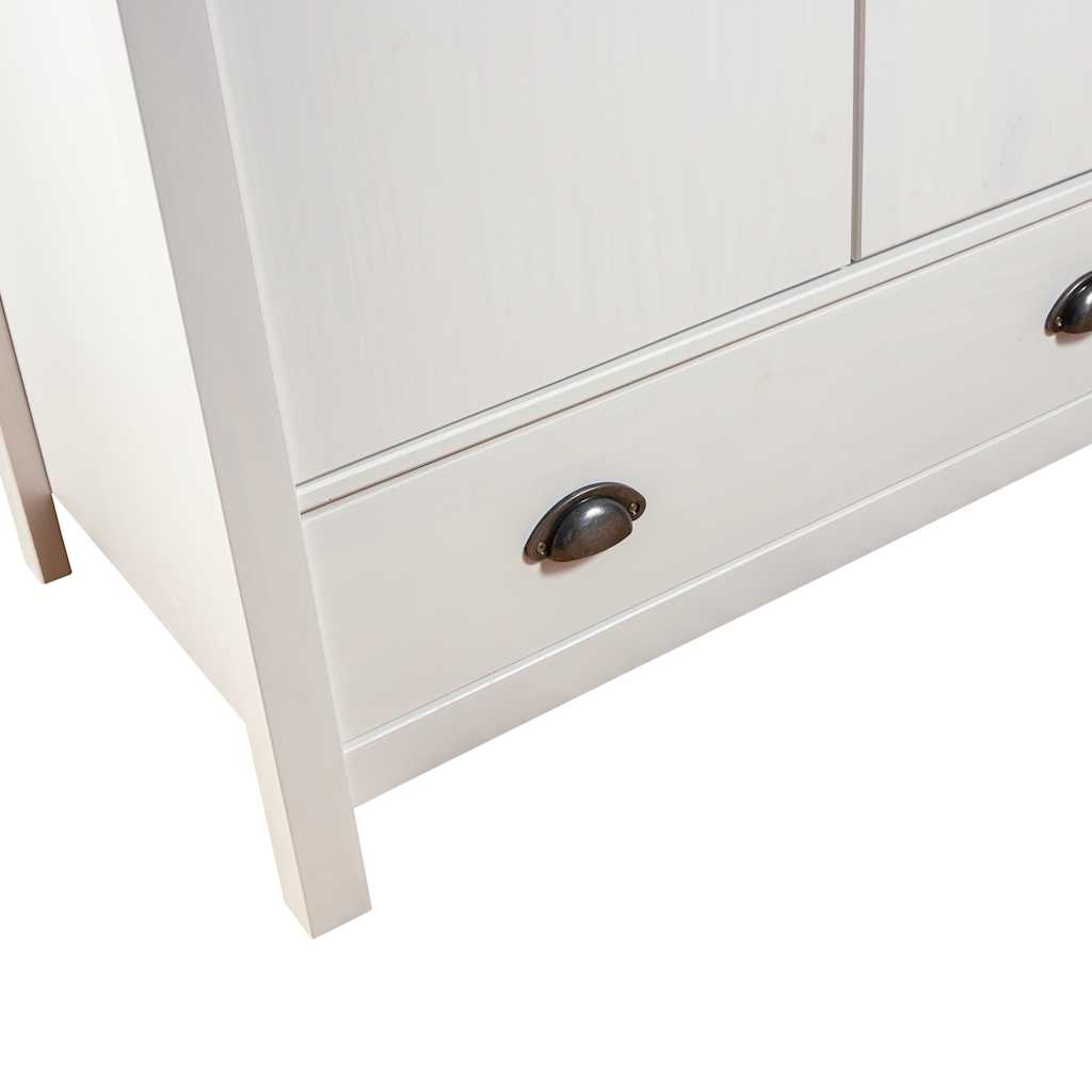 Garde-robe à 3 portes Hill Blanc 127x50x170 cm Bois pin solide - XIOS