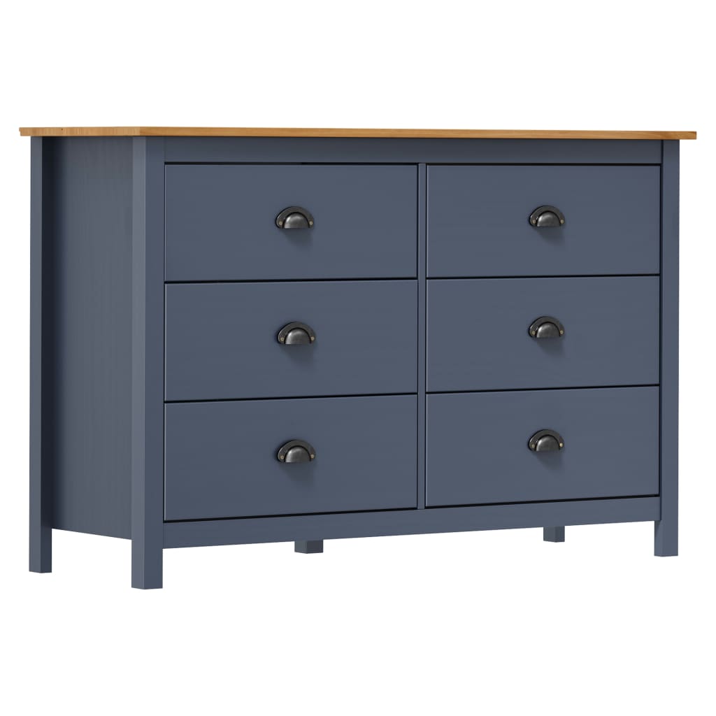 Buffet Hill Gris 125x40x80 cm Bois de pin solide - XIOS