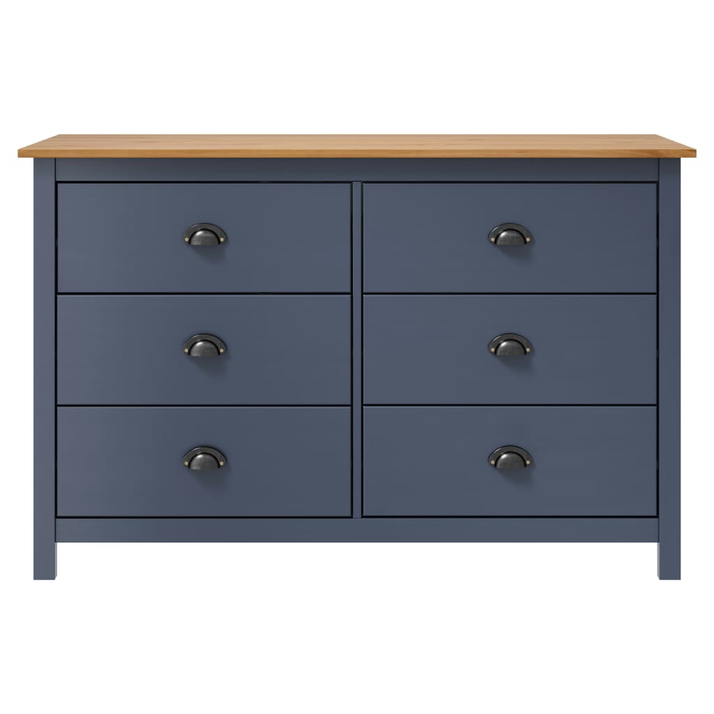 Buffet Hill Gris 125x40x80 cm Bois de pin solide - XIOS