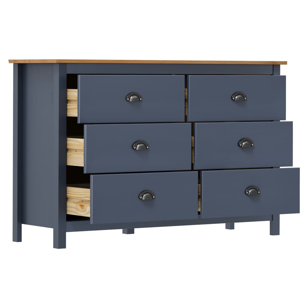 Buffet Hill Gris 125x40x80 cm Bois de pin solide - XIOS