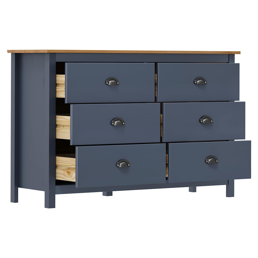 Buffet Hill Gris 125x40x80 cm Bois de pin solide - XIOS