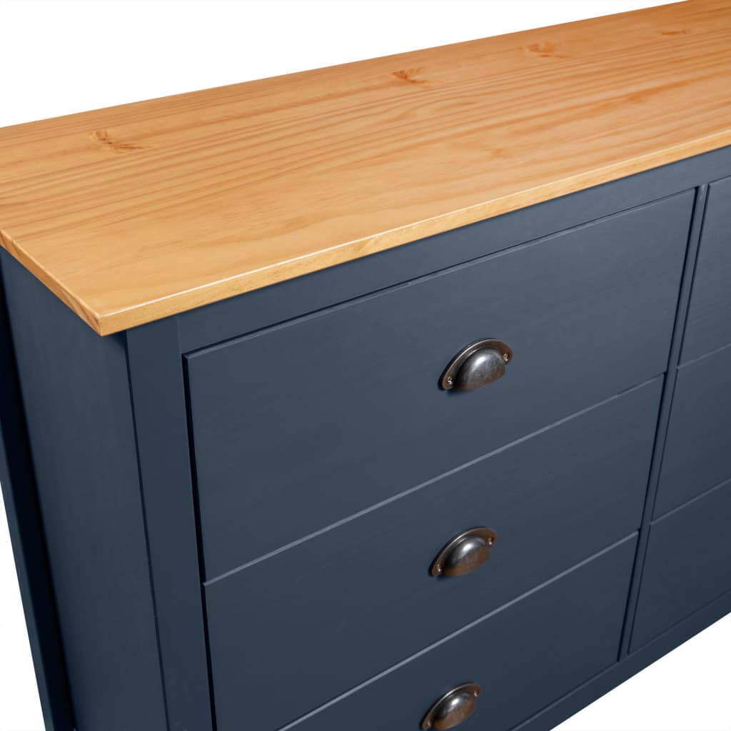 Buffet Hill Gris 125x40x80 cm Bois de pin solide - XIOS