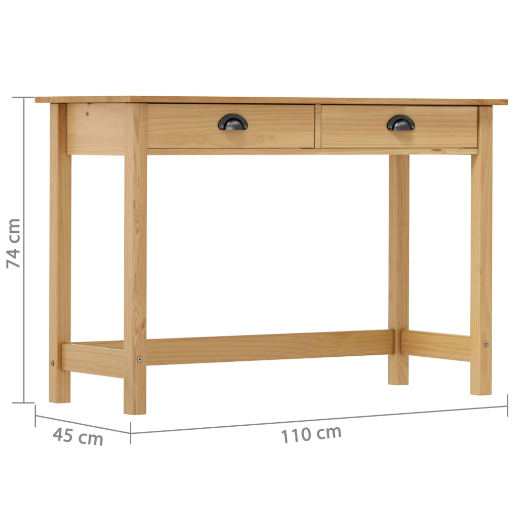 Table console Hill Range avec 2 tiroirs 110x45x74 cm Pin solide - XIOS