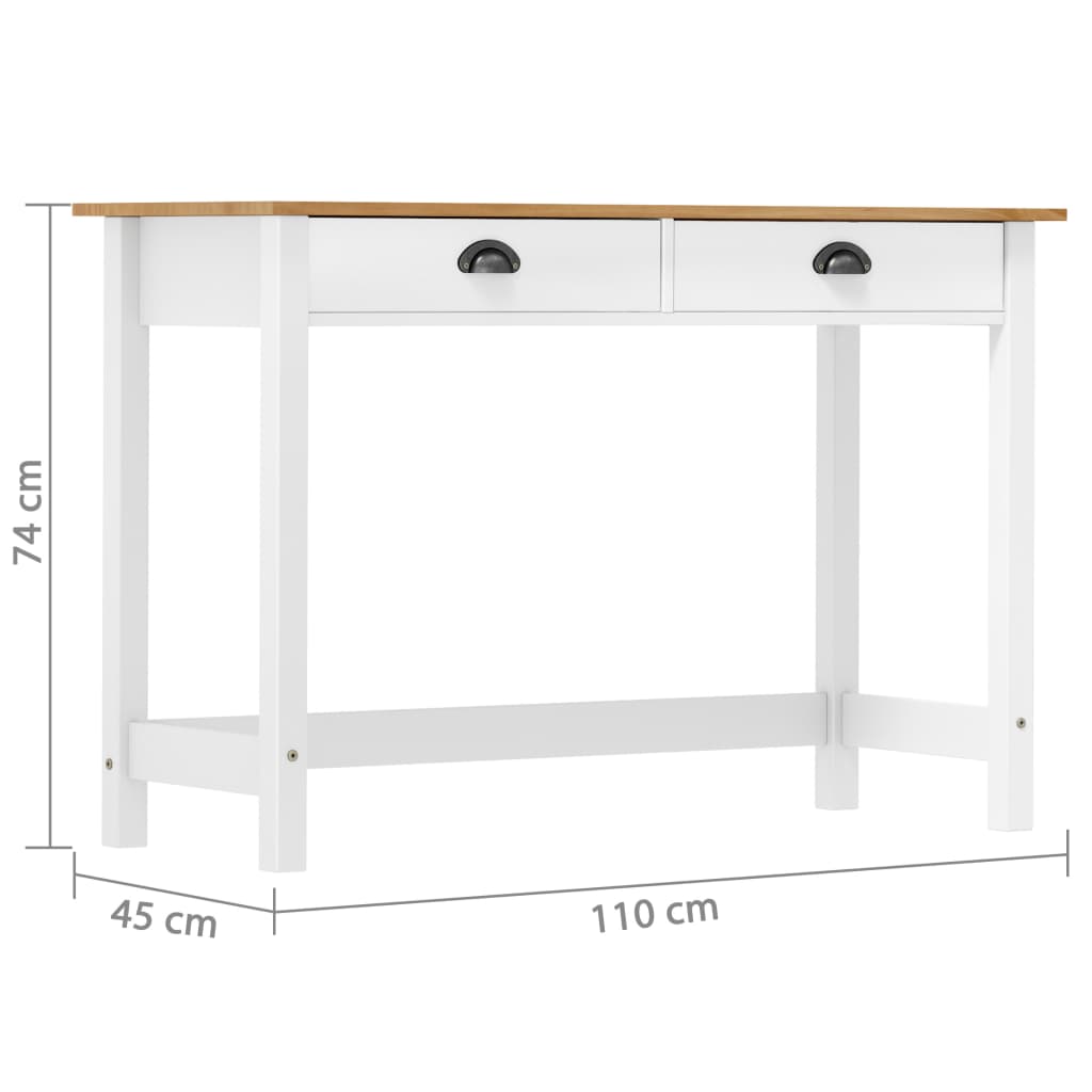Table console Hill avec 2 tiroirs 110x45x74 cm Pin solide - XIOS