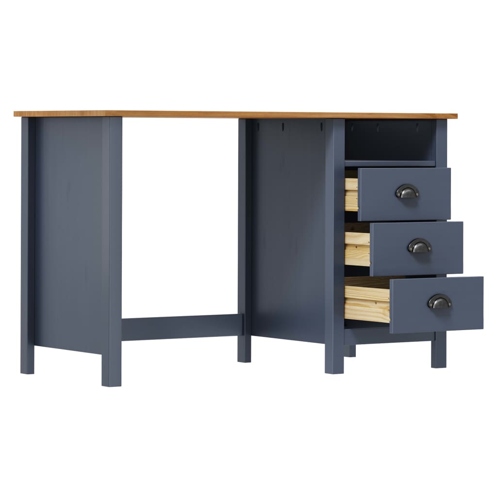 Bureau Hill avec 3 tiroirs Gris 120x50x74 cm Pin solide - XIOS